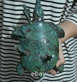 9.6 Old Chinese Bronze ware Dynasty Fengshui Animal Turtle Statue