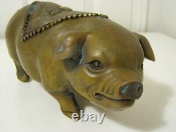 9 Old Chinese Bronze Fengshui Zodiac Year Pig Wealth Animal Collectible Statue