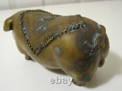 9 Old Chinese Bronze Fengshui Zodiac Year Pig Wealth Animal Collectible Statue