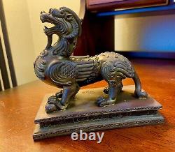 China Feng Shui bronze Copper wealth Evil Foo Dog Lion Statue