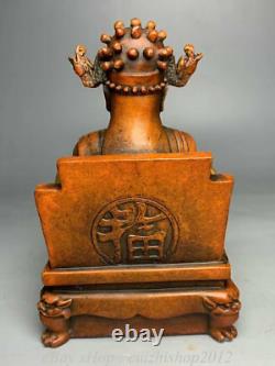 Old China Myth Purple Bronze Gild Fengshui Dragon King God Statue