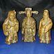 Vintage 3 metal bronze feng shui gods of luck wise men Fu, Lu, Shou figurine set